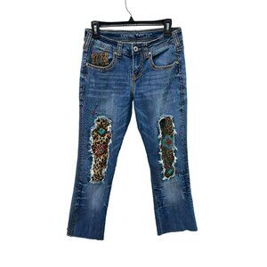 Cowgirl Tuff Ladies Leopard Pride Cropped Jeans Size 27